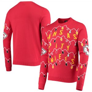FOCO Kansas City Chiefs Red Light-Up Ugly Sweater